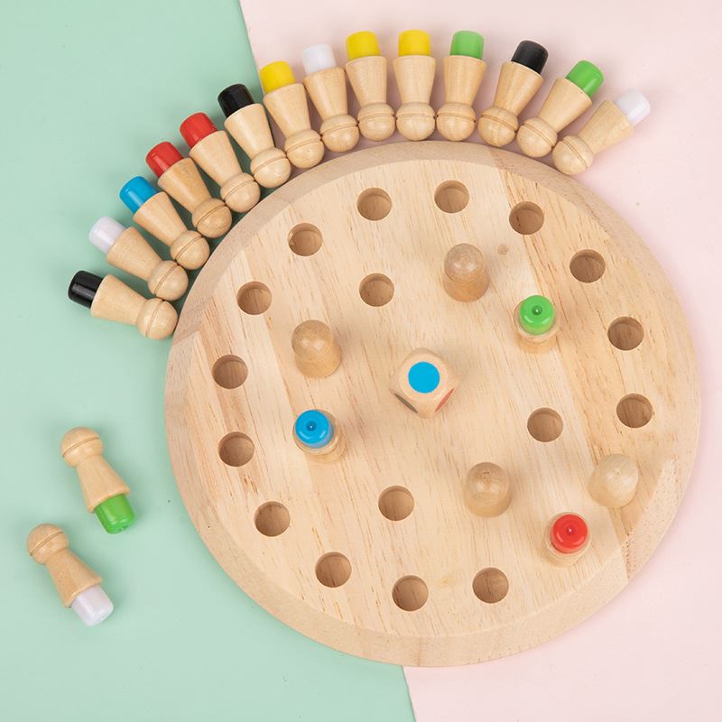 木制记忆棋亲子互动桌游宝宝记忆力训练颜色游戏3岁以上益智玩具