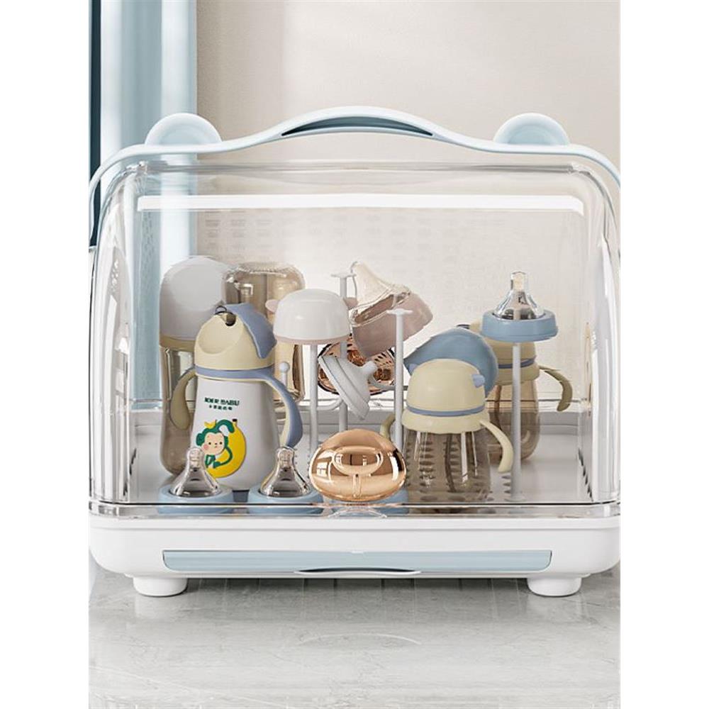 宝宝奶瓶收纳箱收纳盒防尘沥水架婴儿餐具放碗筷辅食工具置物架柜