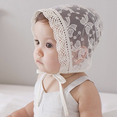 婴儿帽子夏季薄款新生婴儿帽子公主蕾丝遮阳胎帽宝宝女童防晒洋气
