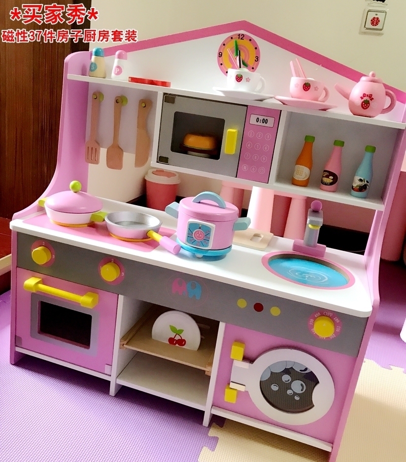 木质厨房玩具灶台男女孩儿童木制过家家切切迷你做饭宝宝厨具套装