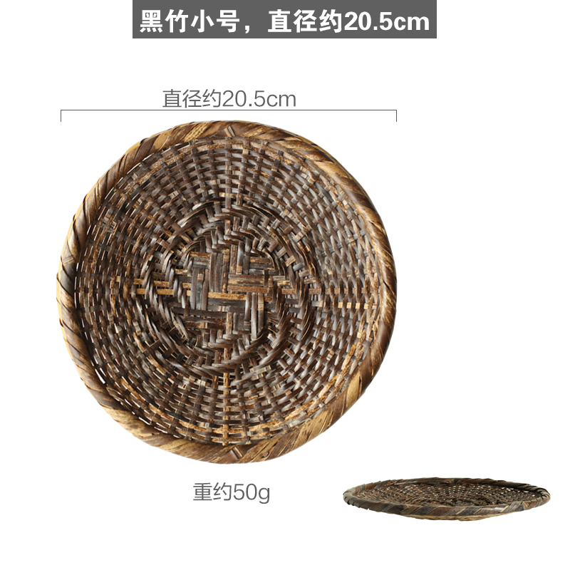 厂不可居无竹。日式餐具盘子荞麦面盘圆形创意家用精品竹编天妇促