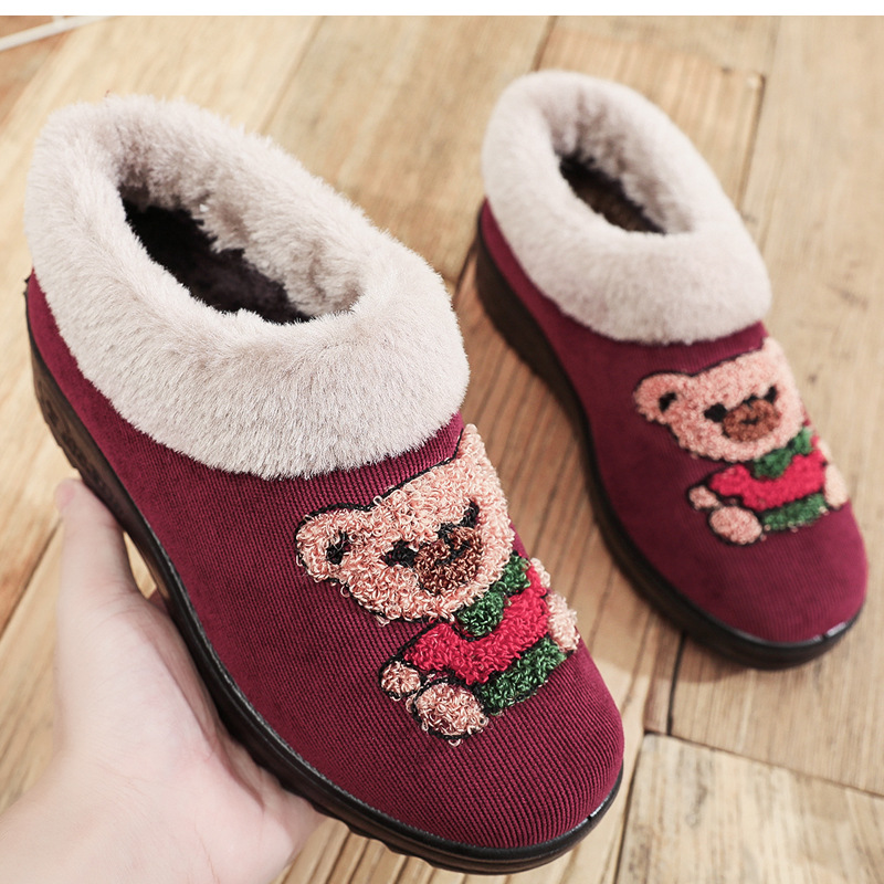 冬季新款女式家居棉拖棉鞋正宗老北京布鞋时尚休闲月子鞋包跟室内