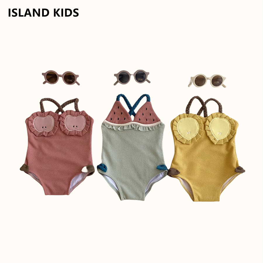 2024夏季新款ins风时尚儿童水果造型游泳衣可爱速干女童吊带泳衣