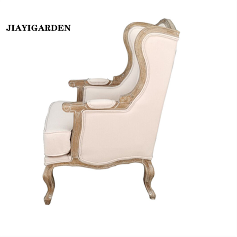 美法式乡村北欧现代简约橡实木单人老虎椅小户型组合布艺羽绒沙发
