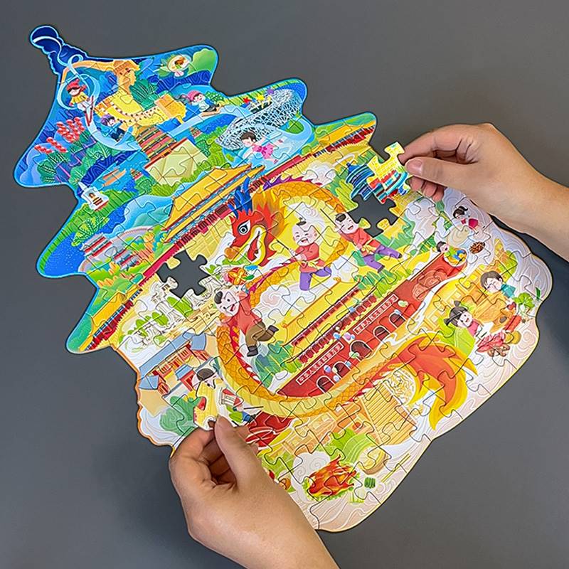 天坛异形拼图3到6-8岁以上儿童益智进阶平图100片男女孩拼板玩具