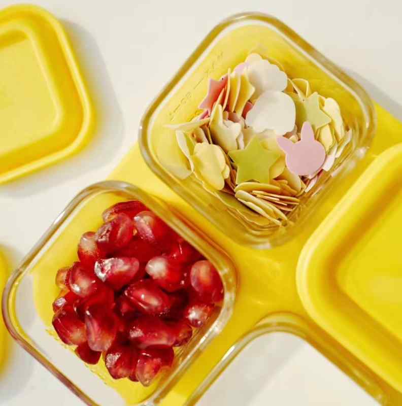 美国进口小绿芽婴儿玻璃辅食盒冷冻保鲜存储盒零食格儿童宝宝餐具