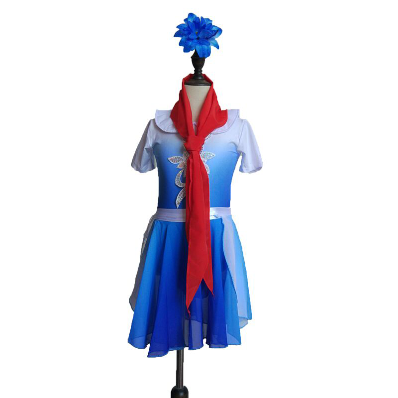 少先队舞蹈服中小学生合唱服装我是红领巾国庆合唱裙童蓝色演出服