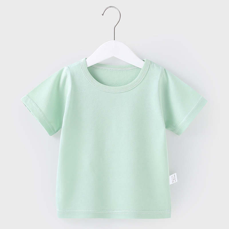 宝宝上衣莫代尔薄款透气婴儿空调居家服夏季纯色儿童T恤夏装短袖