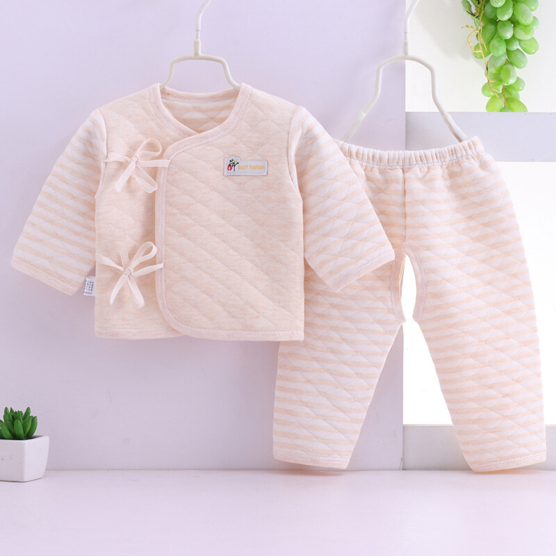 新生儿衣服套装婴儿保暖系带初生内衣03月分体宝宝和尚服秋衣套装
