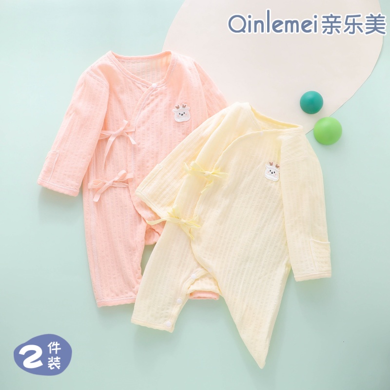 0一3月2新生婴儿衣服a类纯棉夏季薄款初生52码59连体和尚夏装睡衣