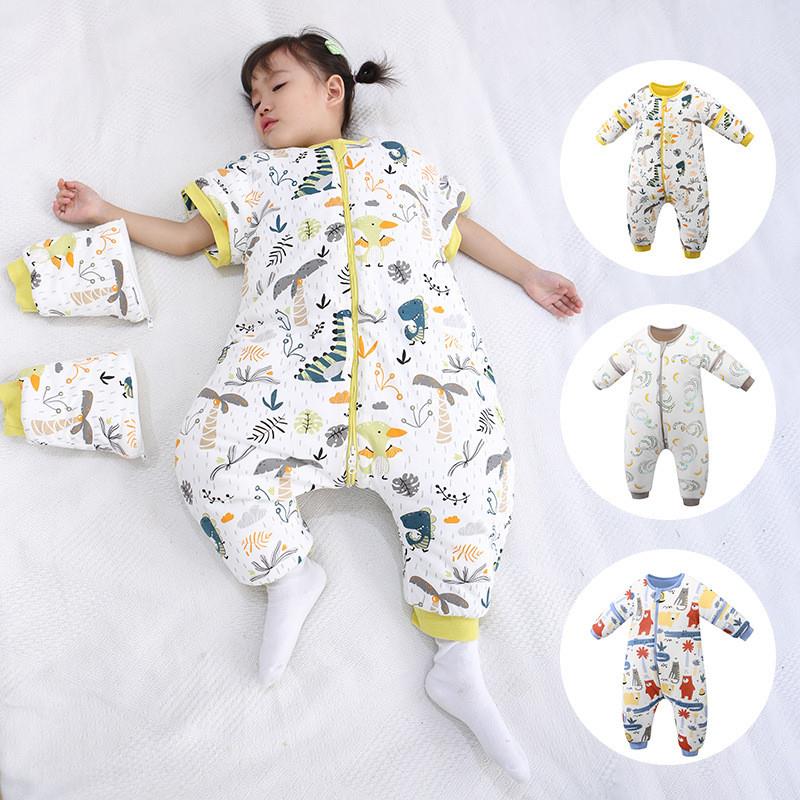 OEKO认证跨境秋冬季婴儿连体睡衣宝宝防踢被儿童分腿睡袋