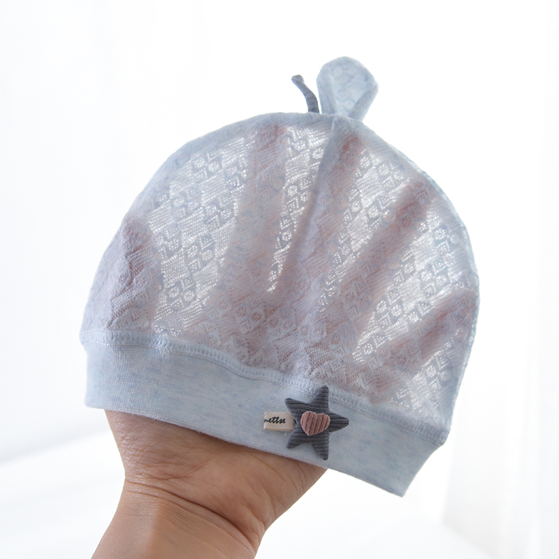 日本新生婴儿儿帽子夏季薄款透气0-3个月纯棉网红初生胎帽护卤门
