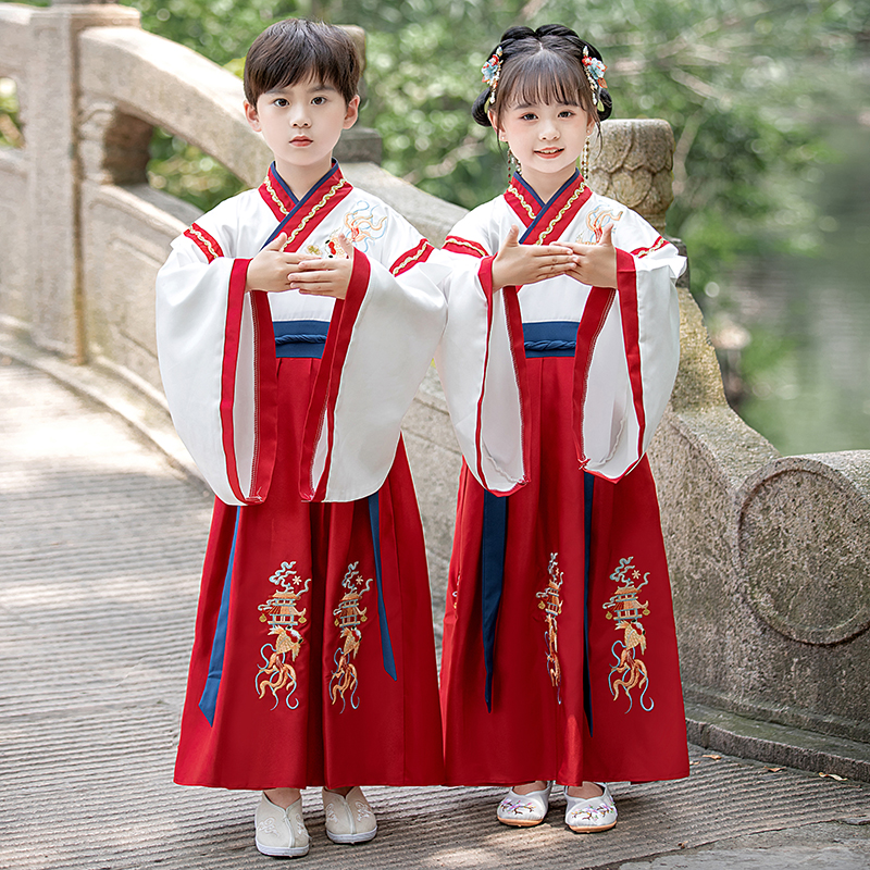 汉服男童国学服儿童中国风古装书童服装幼儿园小学生马面裙演出服