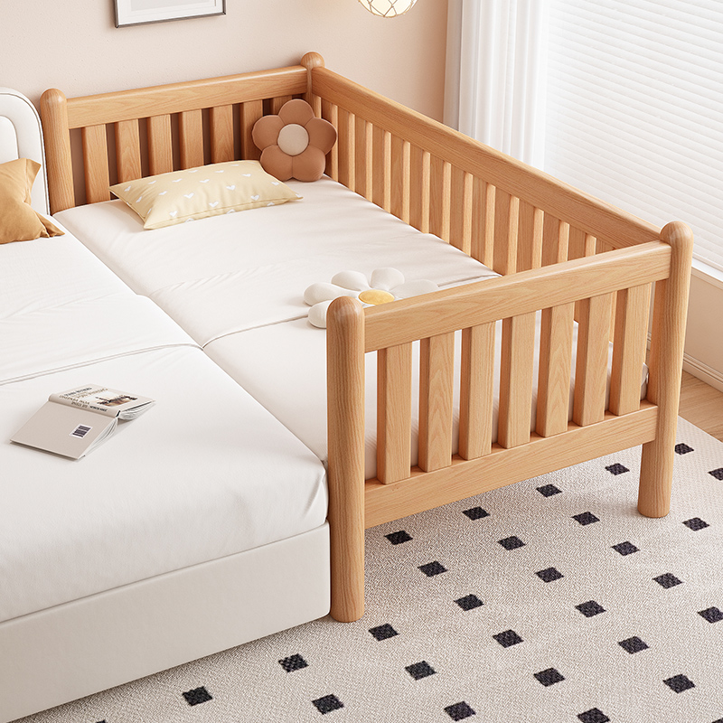 婴儿拼接床加宽床榉木儿童床大人可睡平接床边床宝宝小床拼接大床