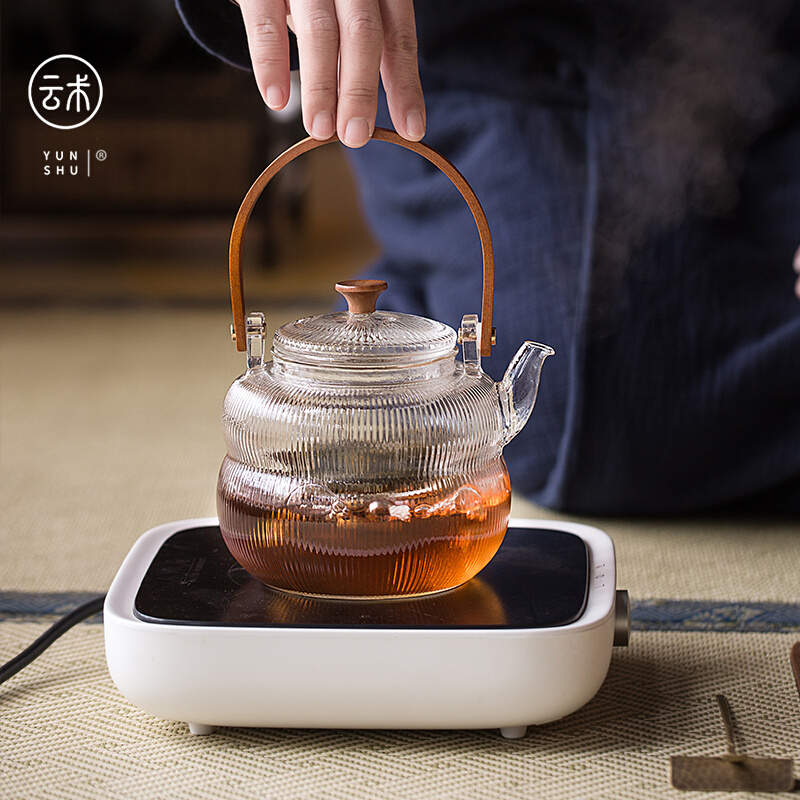 云术日式耐热玻璃壶烧水壶家用煮茶壶办公室泡茶壶蒸煮茶器电陶炉