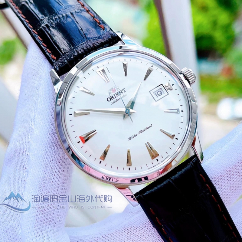 代购东方双狮 orient 男士手表自动机械皮带银色复古简约日本腕表