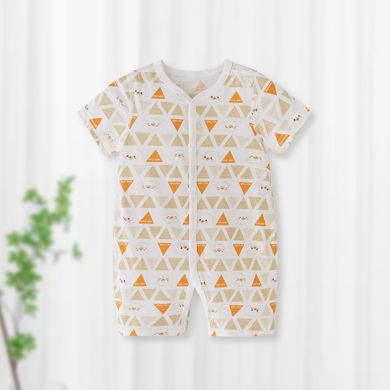 婴儿空调服纯棉睡衣夏装薄款宝宝爬服哈衣0-3个月6夏季8连体衣9月
