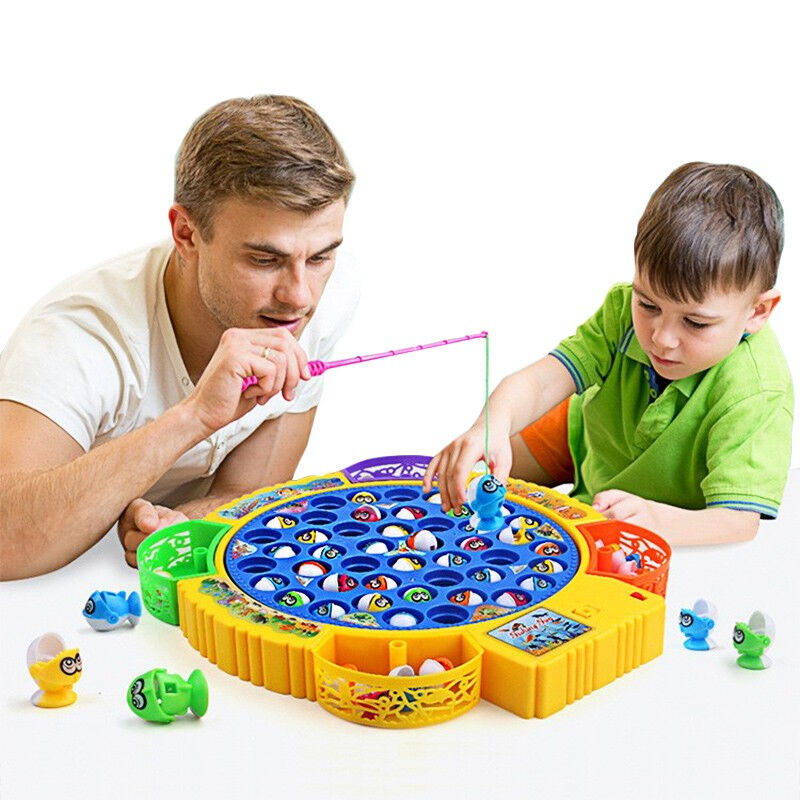 儿童钓鱼玩具男孩磁性钓鱼套装宝宝智益玩具电动旋转亲子互动游戏