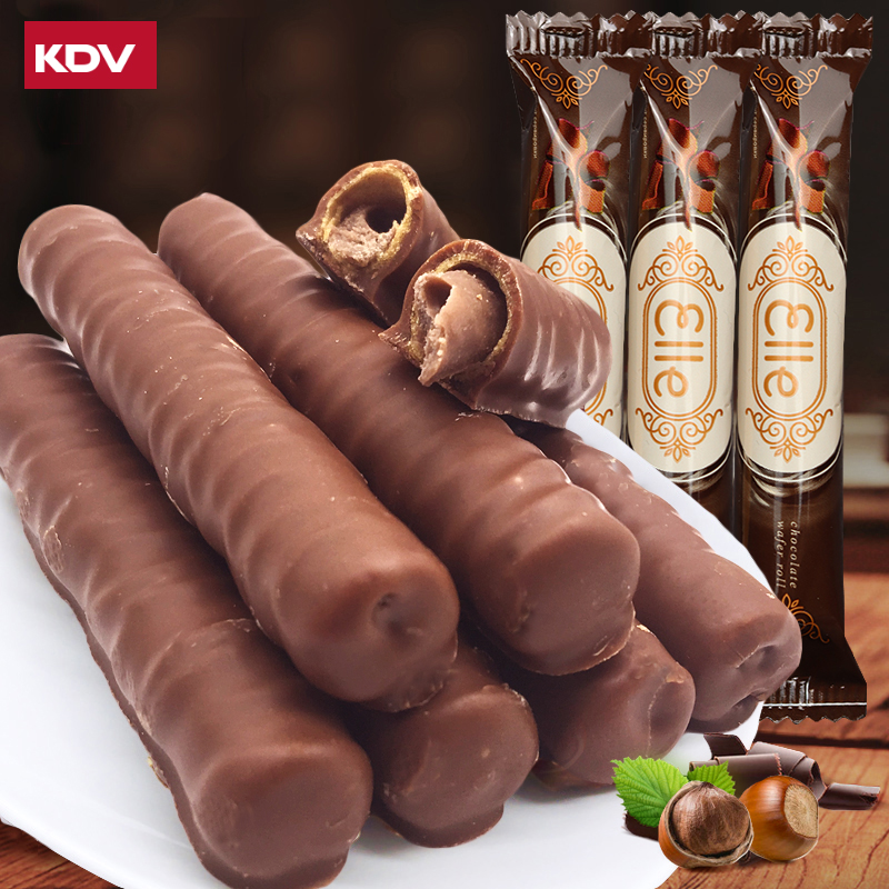 KDV俄罗斯蛋卷  榛子味 坚果夹心巧克力棒 进口食品糖果 500克