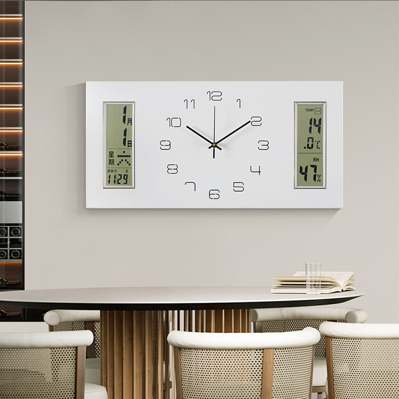 现代简约挂钟时尚家用客厅长方形时钟表万年历石英钟餐厅挂墙挂表