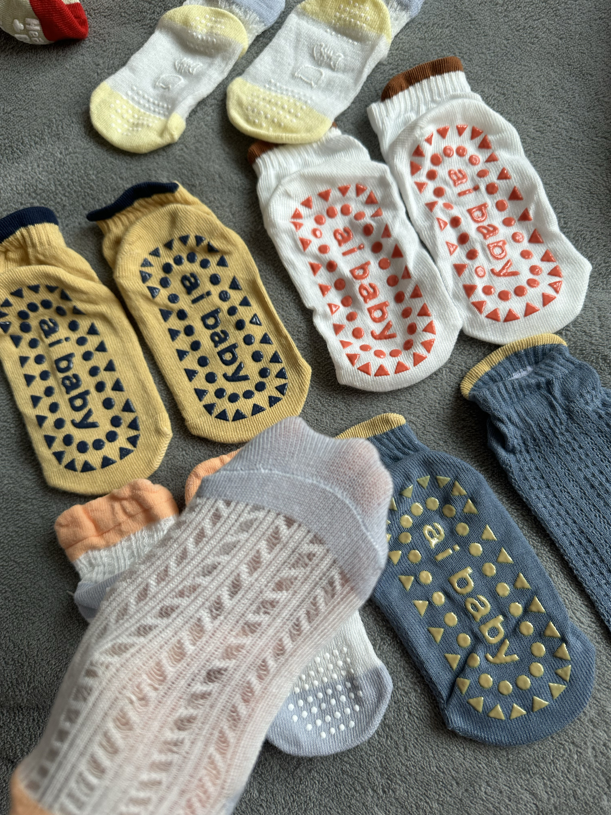 宝宝防滑袜子网眼透气纯棉婴儿短袜儿童室内地板袜夏季薄款
