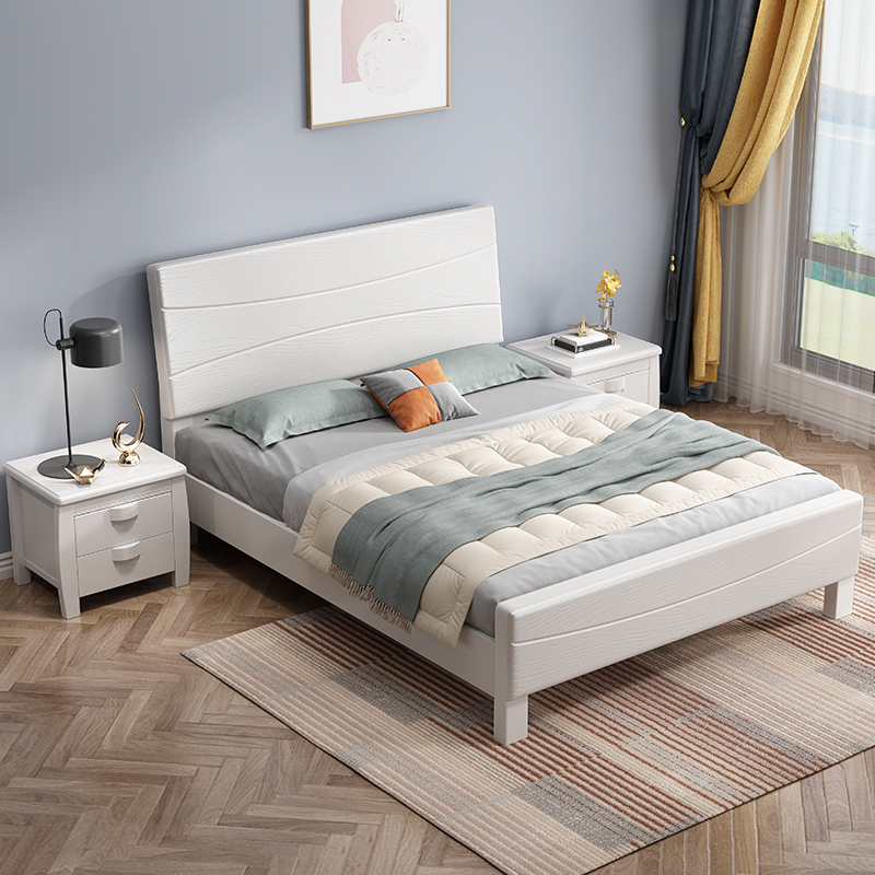 急速发货压纹实木床1.8米1.5米1.2米童床双人床中式经济型储物主