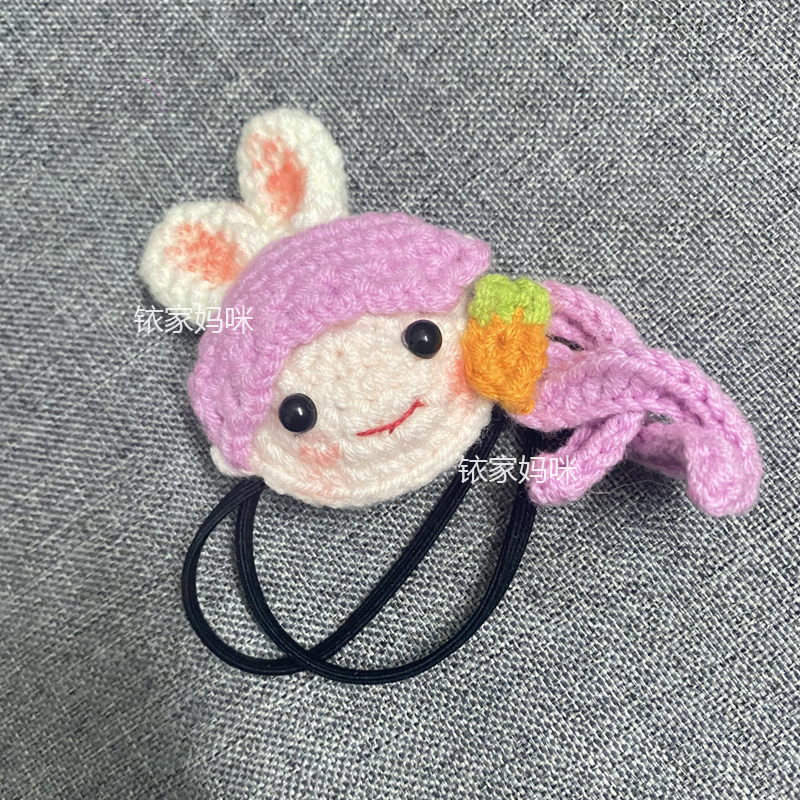 六一礼物纯手工钩织儿童卡通小兔子发圈可爱女孩发绳少女发饰成品