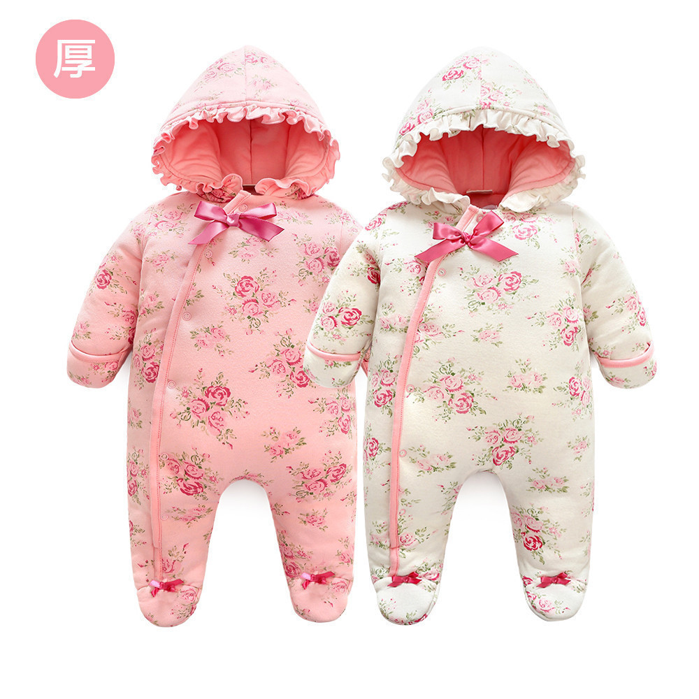 新生婴儿冬款初生宝宝冬季衣服全棉加厚连体衣0-3个月1岁外出棉服