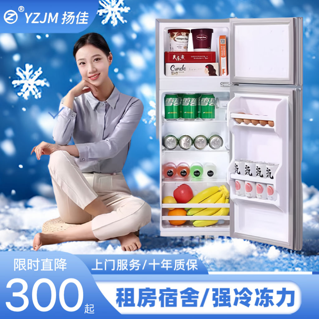 杨子佳美冰箱小型家用大容量双门宿舍厨房用节能冰柜冷藏电冰箱