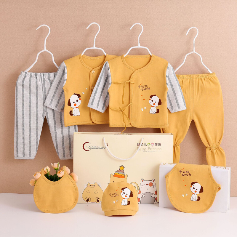 初生婴儿套装四季款宝宝套新生儿棉质和尚服衣服七件套用品 0-3月