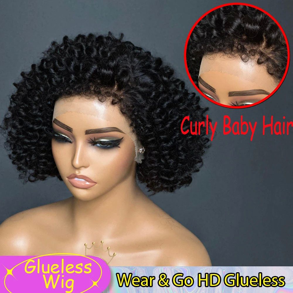 Curly Baby Hair Glueless Wig Lace Front Human Hair Wigs Shor
