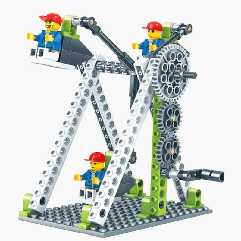 电动小颗粒积木拼装玩具益智动力齿轮机械男童儿童拼图3到6岁以上