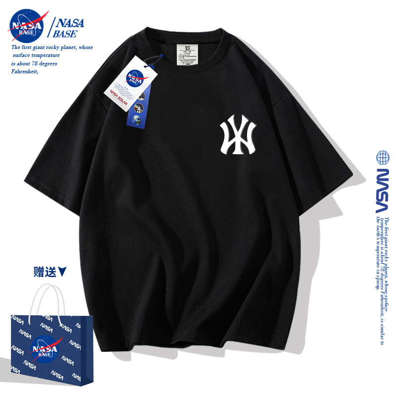 NASA男童短袖T恤夏季薄2024新款纯棉中大童儿童潮牌上衣女童夏装