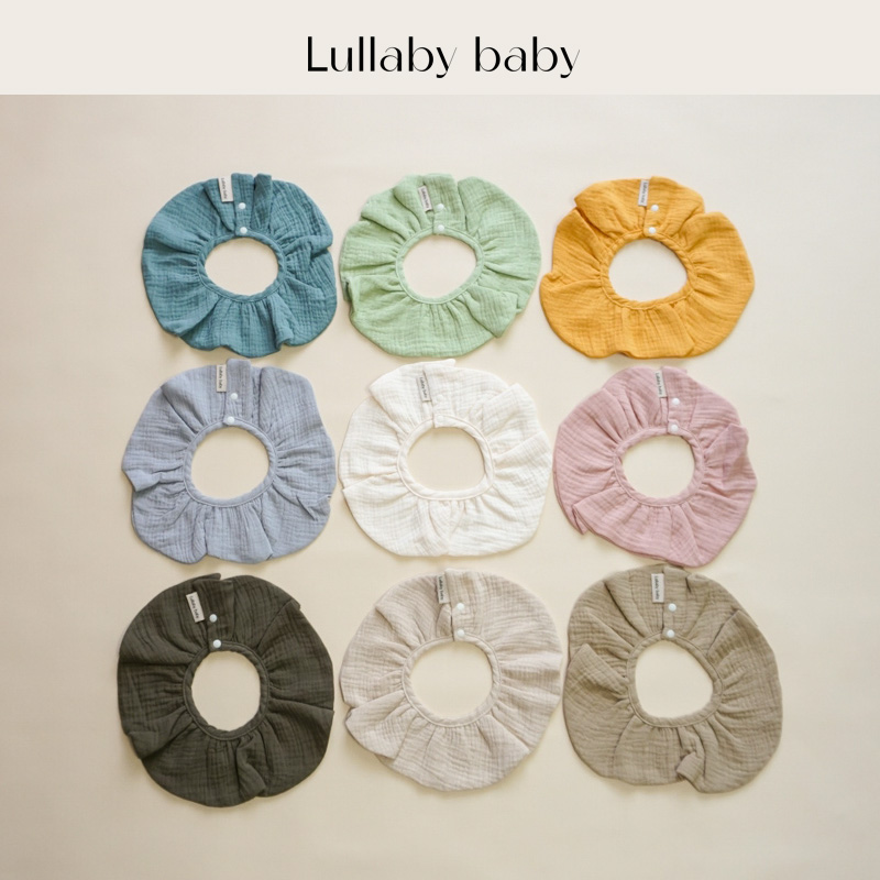 lullabybaby婴儿六层纯棉花瓣口水巾360度可旋转口水巾新生儿围嘴
