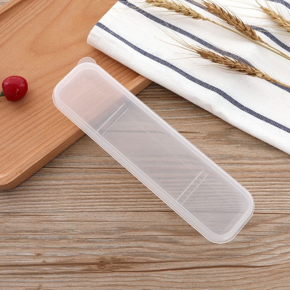 户外上学旅行便携式勺叉筷盒学生透明收纳盒空儿童外出塑料餐具盒