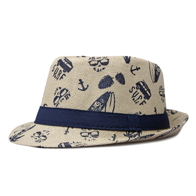 亲子草帽夏季英伦风爵士帽防晒遮阳小礼帽户外旅游海边度假沙滩帽