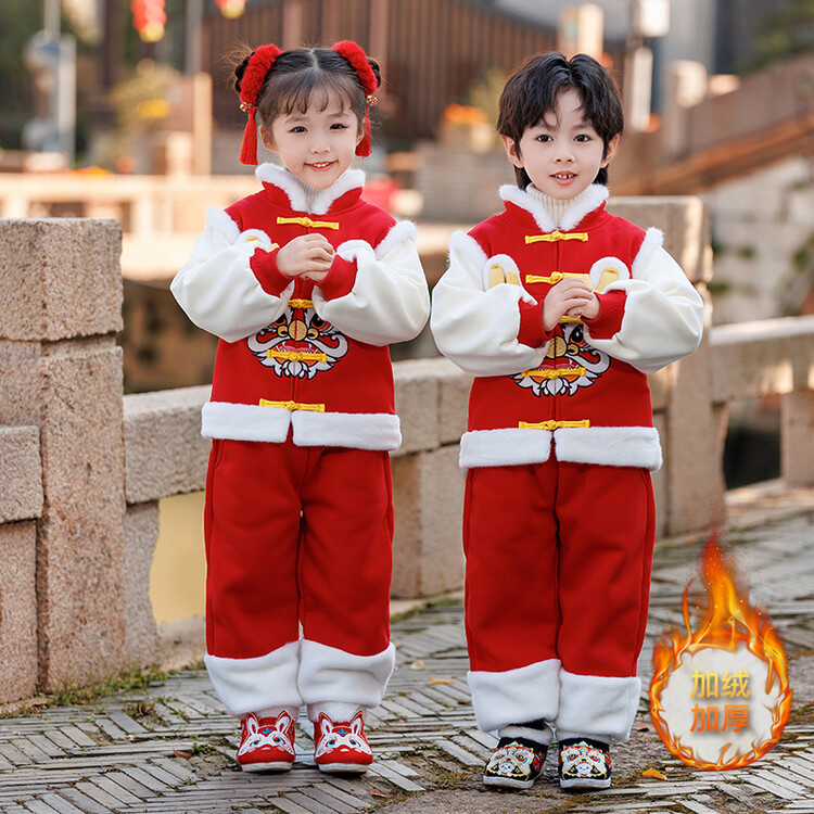 中国风汉服棉服幼儿园园服儿童表演服拜年服元旦男女宝宝新年套装