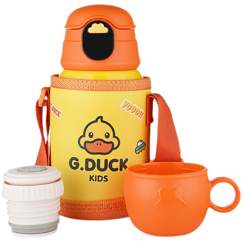 智能显温小黄鸭儿童保温杯带吸管婴儿宝宝水杯316食品级水壶男童