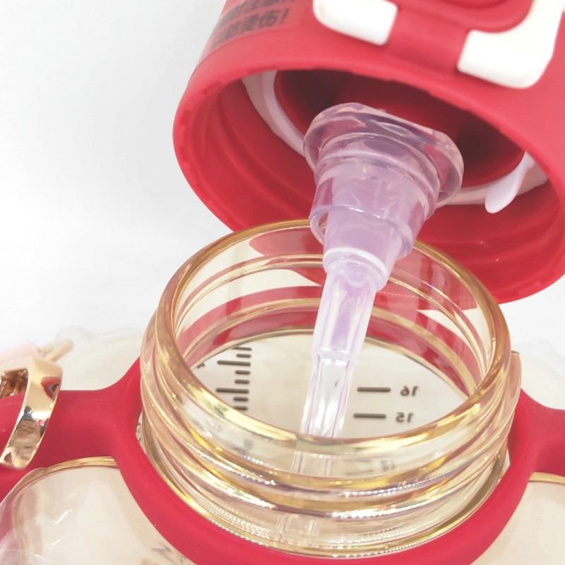 恩尼诺PPSU方形杯婴儿防摔卡通背带水杯可爱儿童吸管杯宝宝500ml