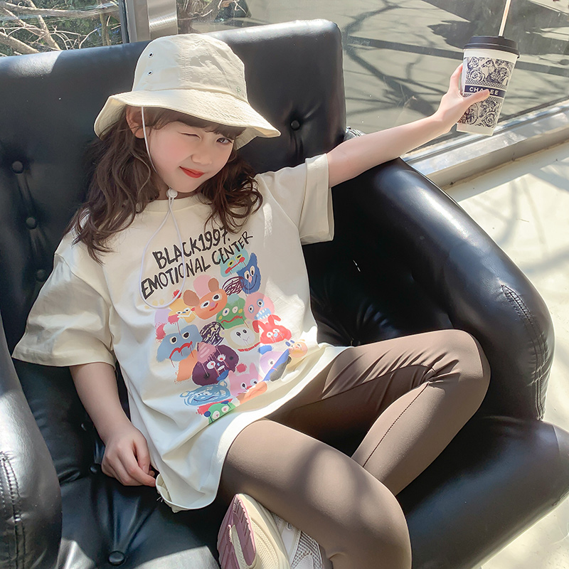 女童短袖夏装T恤2024新款韩版洋气儿童小女孩体恤上衣夏季打底衫