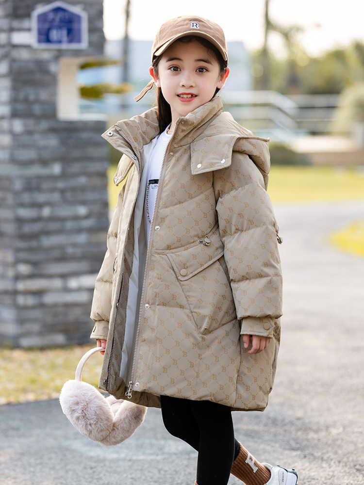 女童羽绒服中长款2023新款洋气中大童儿童冬季韩版加厚小女孩外套