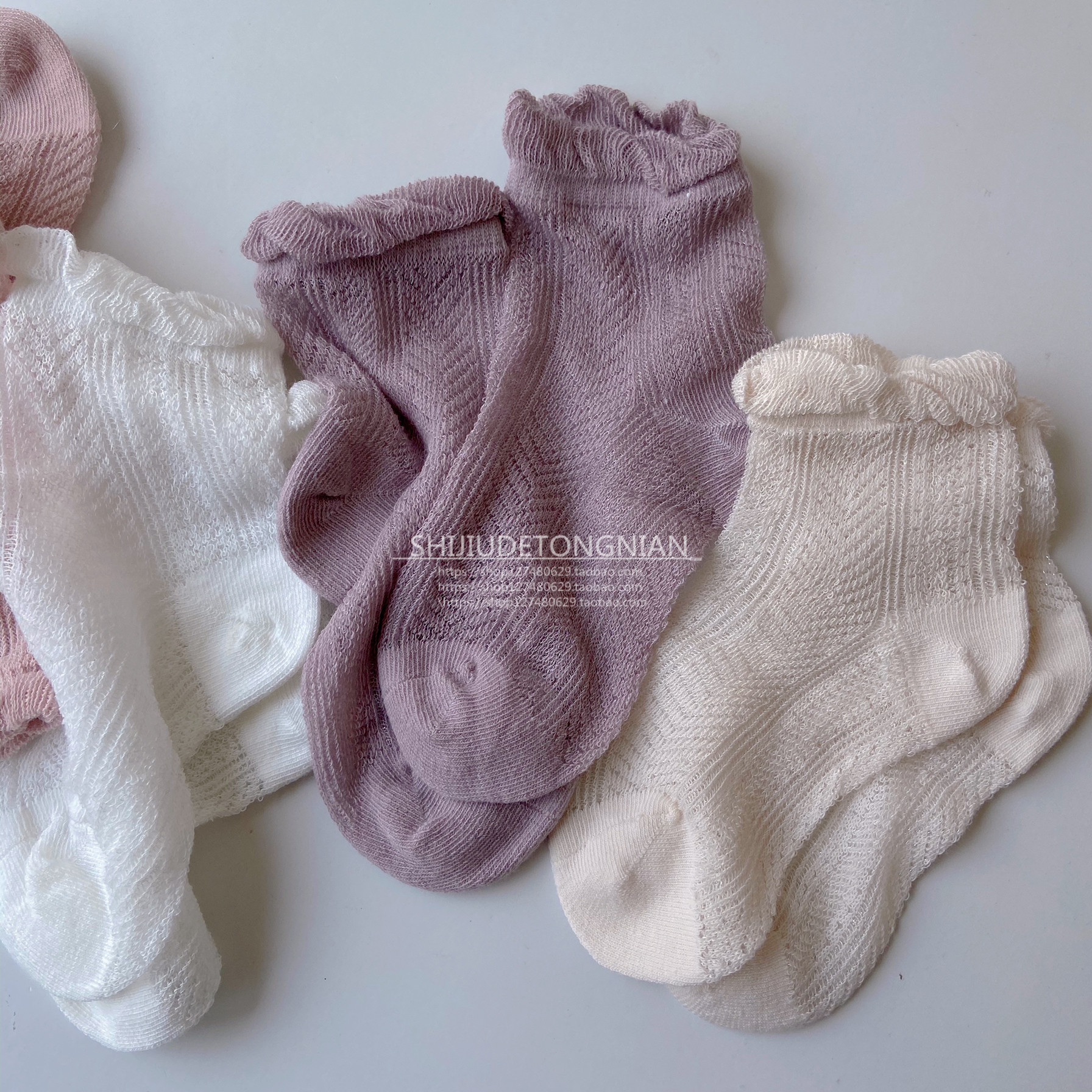 夏季女童超薄款松口袜婴儿薄款短袜宝宝可爱花边网眼纯棉短袜