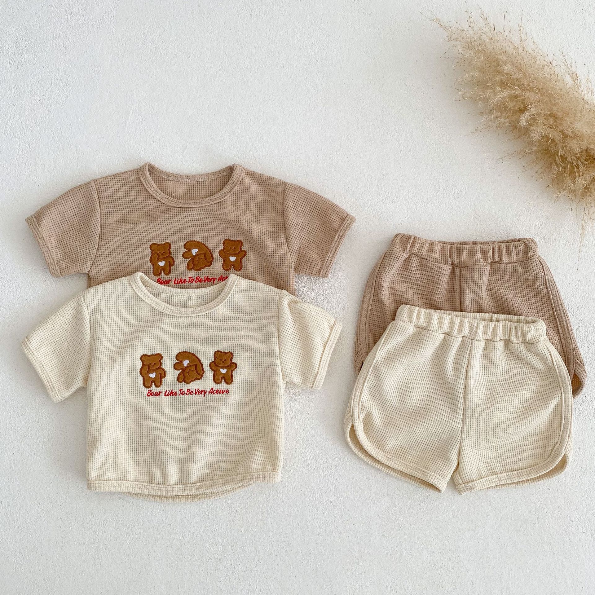 婴儿夏季薄款分体套装女宝宝衣服儿童短袖短裤套装纯棉男童装T恤