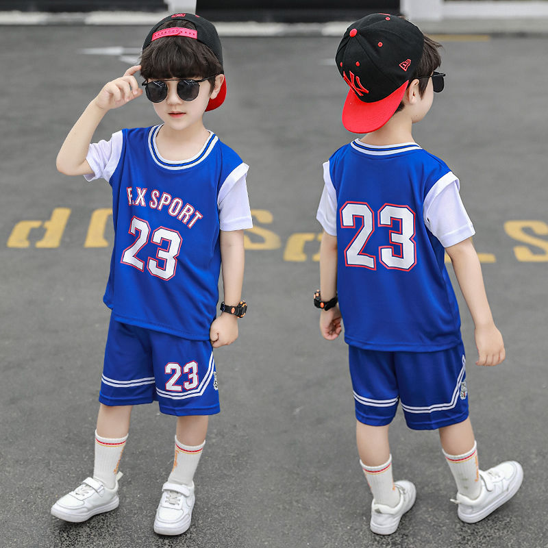 儿童篮球服套装女童学生宝宝夏季速干球衣男童运动短袖短裤两件套