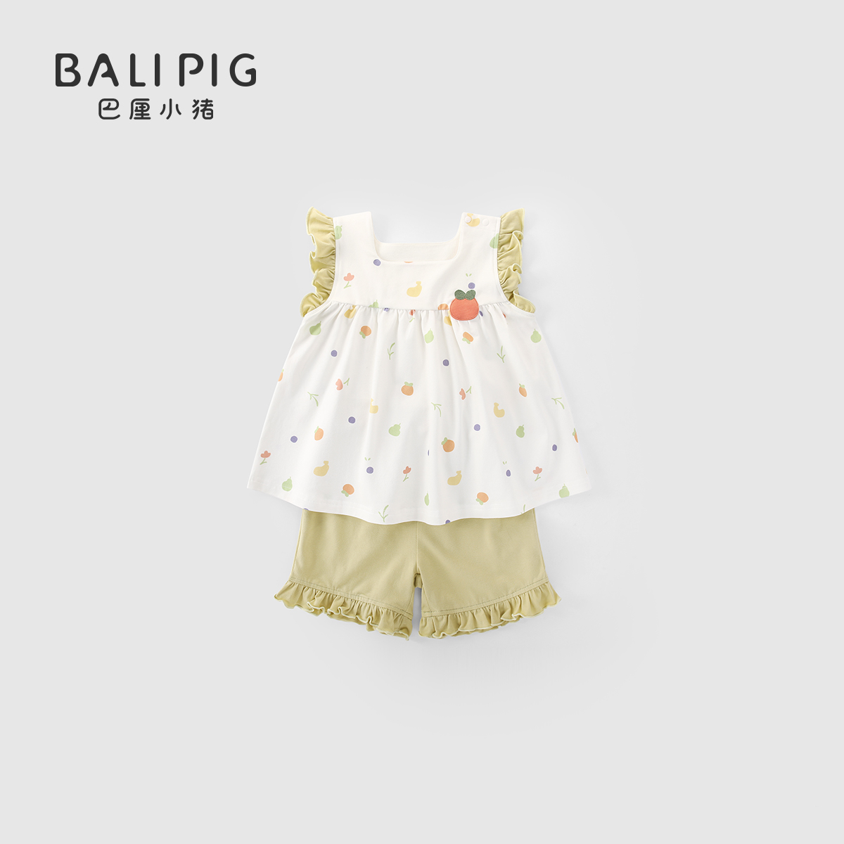 女童夏装2024新款夏季薄款婴儿衣服儿童甜美无袖两件套女宝宝套装