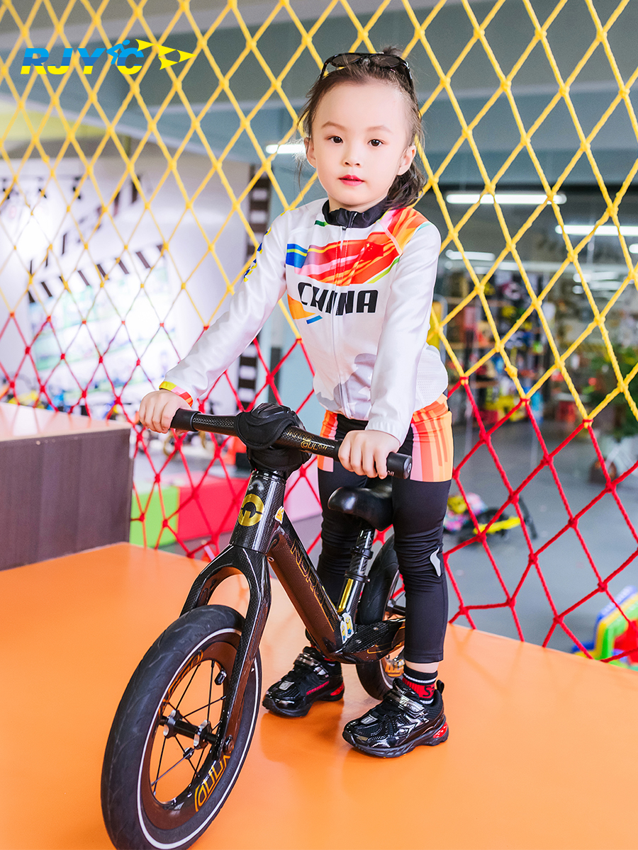 新款厂家定制儿童平衡车骑行服男女宝宝长袖套装春夏季速干透气轮