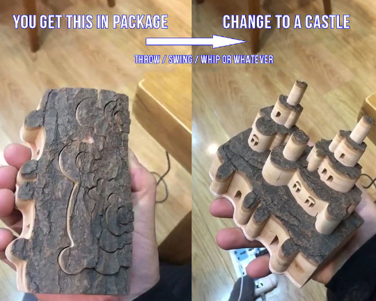 小猫木工儿童礼物益智玩具抖音爆款手工创意魔幻甩开一秒变城堡