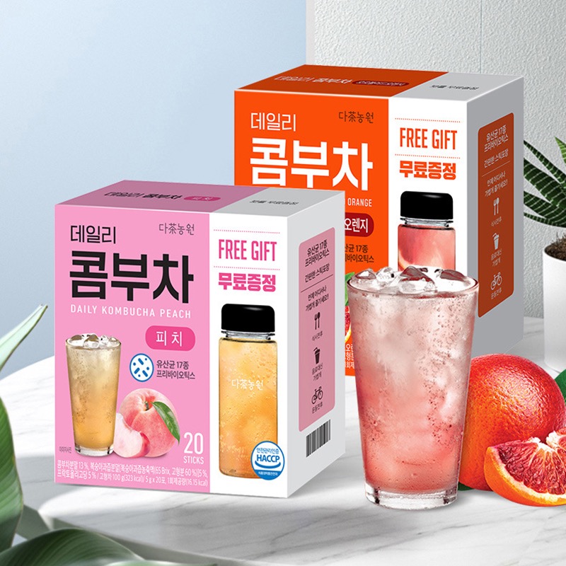 包邮BTS同款韩国进口康普茶茶农园乳酸菌浆果茶冲饮分柠檬蜜桃BTS