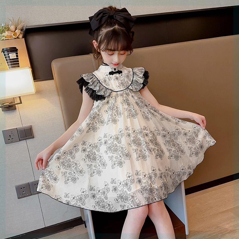 清货巴拉巴柆女童连衣裙夏季2024新款时髦套装洋气儿童公主裙童装