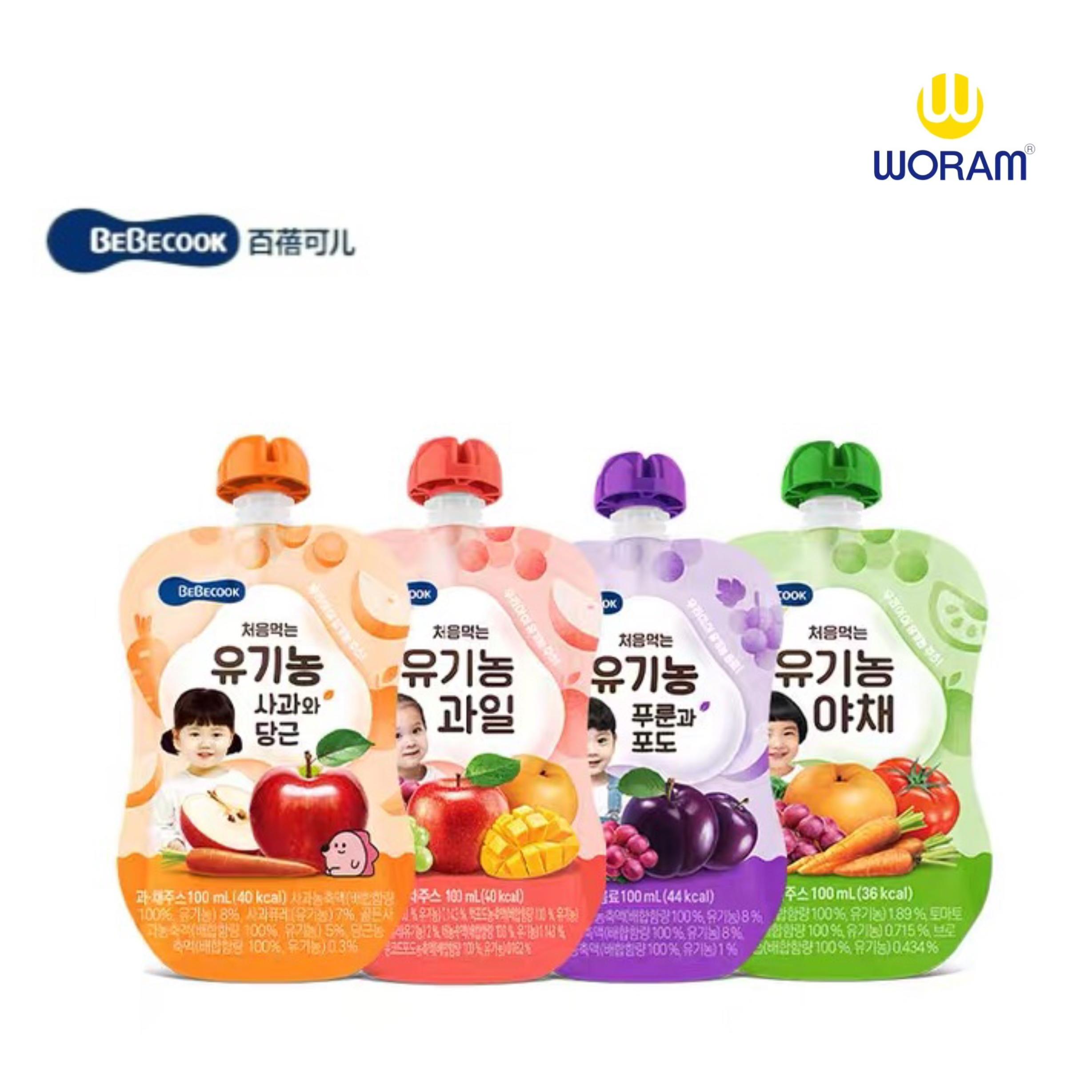 韩国进口bebecook儿童水果汁复合果蔬汁苹果胡萝卜西梅葡萄汁饮品